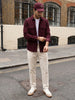 Men's Maroon Corduroy Full Sleeve Regular Fit Solid Overshirt with Utility Pockets