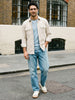 Men's White Corduroy Full Sleeve Regular Fit Solid Overshirt with Utility Pockets