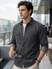 Men's Dark Grey Full Sleeve Regular Fit Casual Denim Shirt