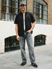 Men's Black Oversized Fit Half Sleeve Solid Casual Denim Shirt