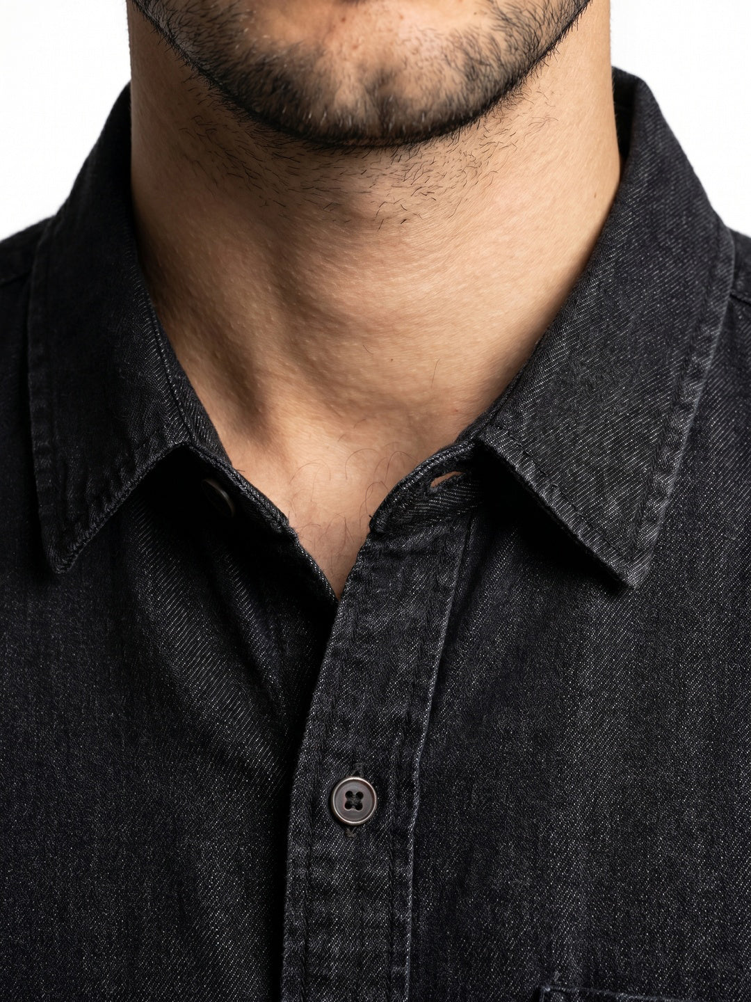 Men's Black Oversized Fit Half Sleeve Solid Casual Denim Shirt