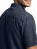 Men's Dark Blue Oversized Fit Half Sleeve Solid Casual Denim Shirt