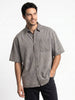 Men's Ice Grey Oversized Fit Half Sleeve Solid Casual Denim Shirt