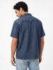 Men's Blue Oversized Fit Half Sleeve Solid Casual Denim Shirt