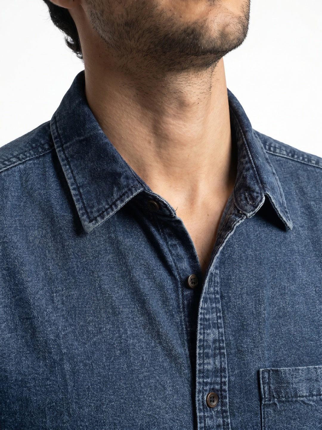 Men's Blue Oversized Fit Half Sleeve Solid Casual Denim Shirt