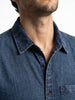 Men's Blue Oversized Fit Half Sleeve Solid Casual Denim Shirt