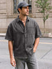 Men's Grey Oversized Fit Half Sleeve Solid Casual Denim Shirt