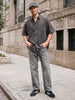 Men's Grey Oversized Fit Half Sleeve Solid Casual Denim Shirt