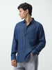 Men's Dark Blue Regular Fit Full Sleeve Solid Denim Shirt