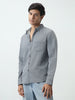 Men's Ice Grey Regular Fit Full Sleeve Solid Denim Shirt