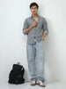 Men's Ice Grey Regular Fit Full Sleeve Solid Denim Shirt