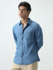 Men's Light Blue Regular Fit Full Sleeve Solid Denim Shirt