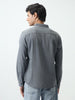 Men's Light Grey Regular Fit Full Sleeve Solid Denim Shirt