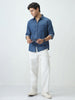 Men's Blue Regular Fit Full Sleeve Solid Denim Shirt