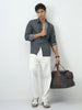 Men's Grey Regular Fit Full Sleeve Solid Denim Shirt