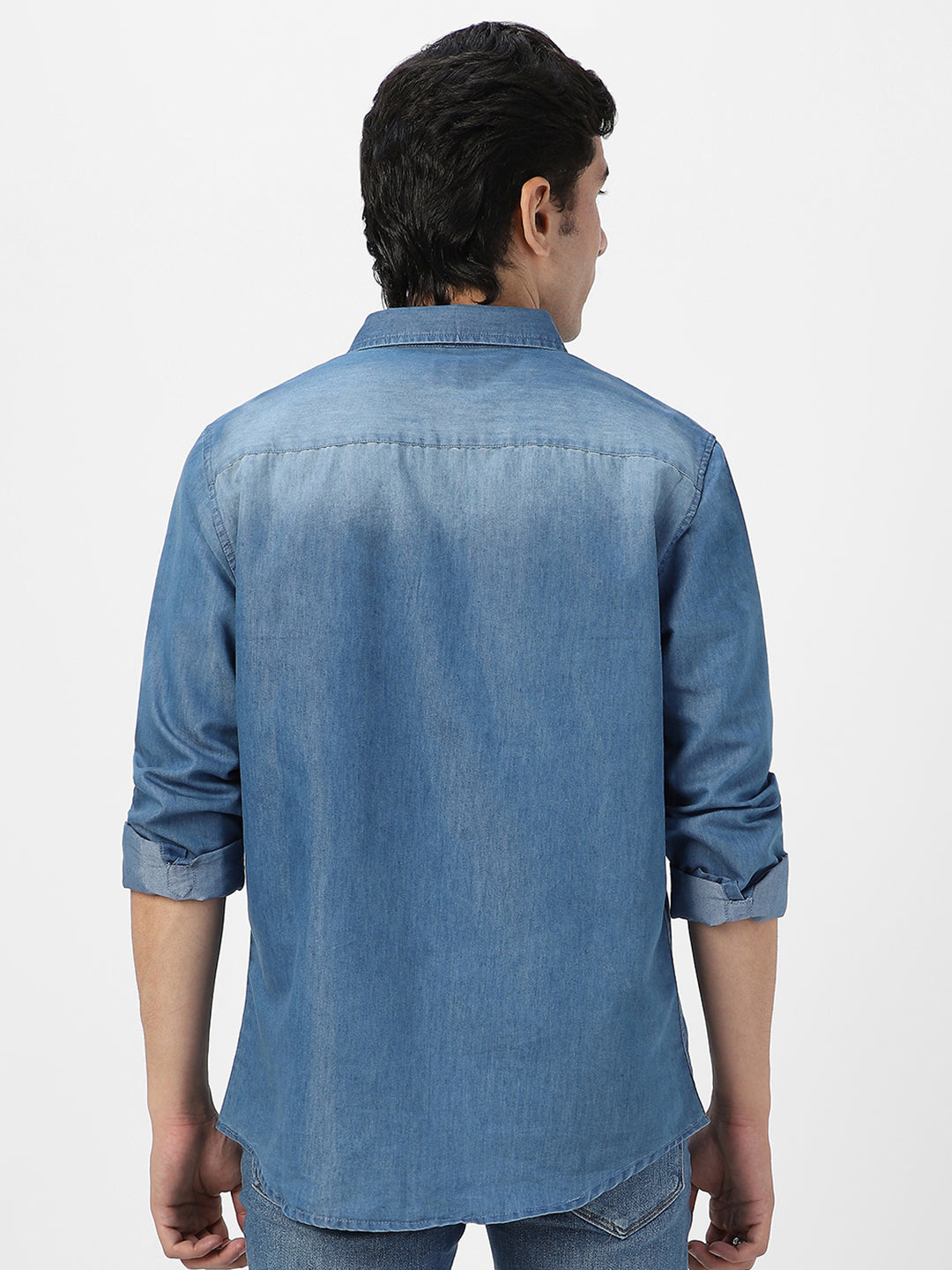 Men's Light Blue Full Sleeve Regular Fit Casual Denim Shirt