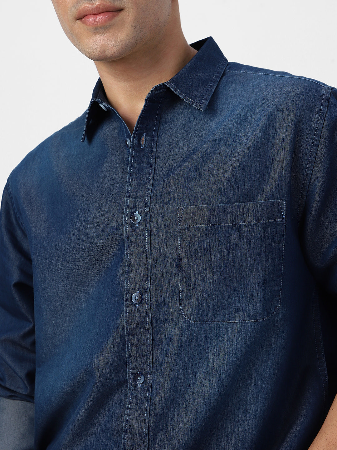 Men's Blue Full Sleeve Regular Fit Casual Denim Shirt
