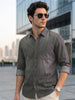 Men's Grey Full Sleeve Regular Fit Casual Denim Shirt