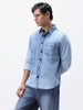 Men's Ice Blue Regular Fit Full Sleeve Washed Denim Shirt