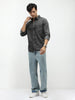 Men's Grey Regular Fit Full Sleeve Washed Denim Shirt