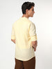 Men's Tender Yellow Linen Blend Full Sleeve Relaxed Fit Mandarin Collar Casual Solid Shirt