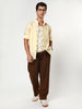 Men's Tender Yellow Linen Blend Full Sleeve Relaxed Fit Mandarin Collar Casual Solid Shirt