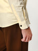 Men's Tender Yellow Linen Blend Full Sleeve Relaxed Fit Mandarin Collar Casual Solid Shirt