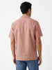 Men's Dusty Pink Linen Half Sleeve Oversized Fit Shirt with Cuban Collar