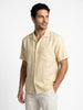 Men's Tender Yellow Linen Half Sleeve Oversized Fit Shirt with Cuban Collar