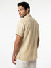 Men's Tender Yellow Linen Half Sleeve Oversized Fit Shirt with Cuban Collar