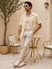 Men's Tender Yellow Linen Half Sleeve Oversized Fit Shirt with Cuban Collar