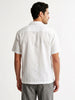Men's White Linen Half Sleeve Oversized Fit Shirt with Cuban Collar
