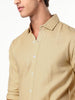 Men's Beige Linen Blend Full Sleeve Relaxed Fit Casual Solid Shirt