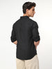 Men's Black Linen Blend Full Sleeve Relaxed Fit Casual Solid Shirt