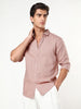 Men's Dusty Pink Linen Blend Full Sleeve Relaxed Fit Casual Solid Shirt