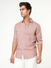 Men's Dusty Pink Linen Blend Full Sleeve Relaxed Fit Casual Solid Shirt