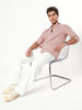 Men's Dusty Pink Linen Blend Full Sleeve Relaxed Fit Casual Solid Shirt