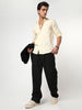 Men's Tender Yellow Linen Blend Full Sleeve Relaxed Fit Casual Solid Shirt