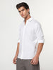 Men's White Linen Blend Full Sleeve Relaxed Fit Casual Solid Shirt