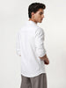 Men's White Linen Blend Full Sleeve Relaxed Fit Casual Solid Shirt