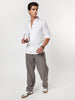 Men's White Linen Blend Full Sleeve Relaxed Fit Casual Solid Shirt