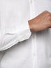 Men's White Linen Blend Full Sleeve Relaxed Fit Casual Solid Shirt