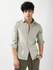 Men's Beige Linen Blend Full Sleeve Relaxed Fit Casual Solid Shirt