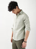 Men's Beige Linen Blend Full Sleeve Relaxed Fit Casual Solid Shirt