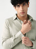 Men's Beige Linen Blend Full Sleeve Relaxed Fit Casual Solid Shirt