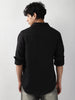 Men's Black Linen Blend Full Sleeve Relaxed Fit Casual Solid Shirt