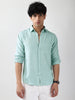 Men's Light Blue Linen Blend Full Sleeve Relaxed Fit Casual Solid Shirt
