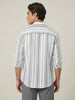 Men's Grey Cotton Full Sleeve Relaxed Fit Linen Striped Shirt with Spread Collar