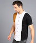 Urbano Fashion Men's Beige, Off White, Black Cotton Half Sleeve Slim Fit Casual Colorblock Shirt