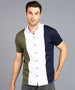 Urbano Fashion Men's Blue, White, Green Cotton Half Sleeve Slim Fit Casual Colorblock Shirt
